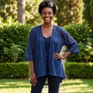 EUC LulaRoe Women’s “Lindsey” Kimono BLUE LACE -   Swim Cover Up - Fits up to 10